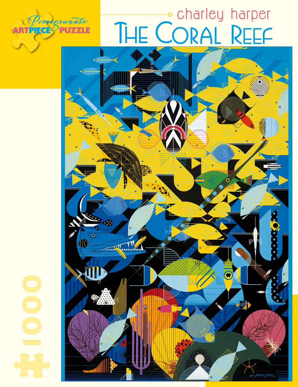 Pomegranate Charley Harper "The Coral Reef" 1000 Piece Puzzle Early discovery Playroom learning