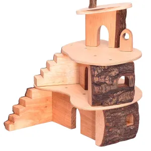 Early learning Mini makers Small Wooden Tree House Dollhouse