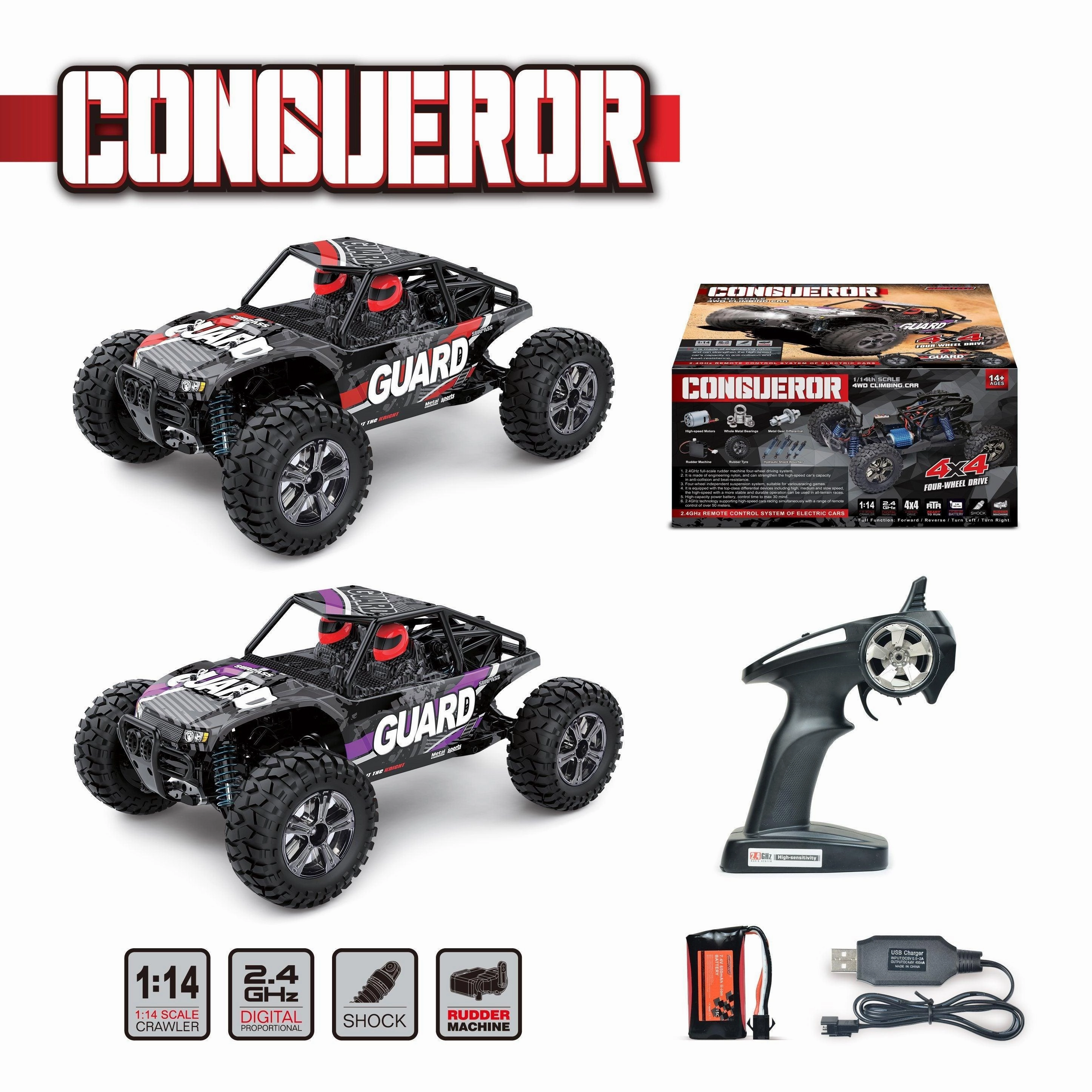 Conqueror 1:14 Scale 4X4 Climbing Rc Remote Control Car Fun that fuels growth Quiet play for growing minds