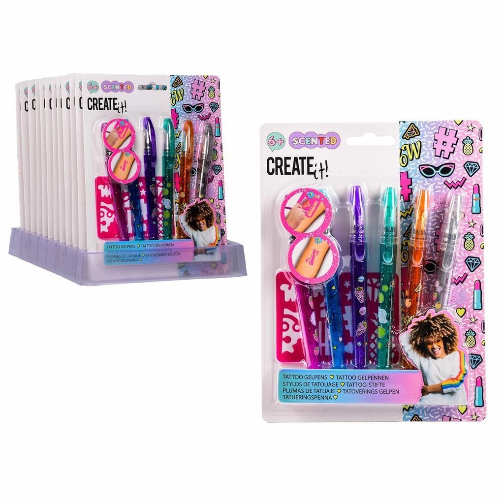Create It! Tattoo Scent Pen 6 Pack & 2 Stencils Discover & grow Designed for development