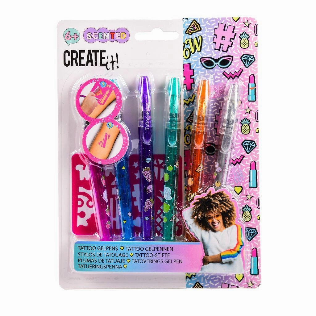 Create It! Tattoo Scent Pen 6 Pack & 2 Stencils Nurturing minds