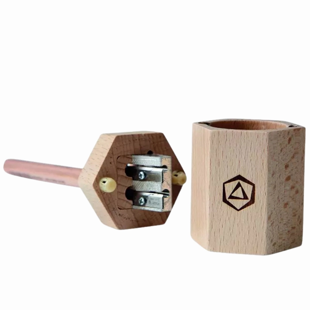 Wooden Dual Pencil Sharpener Creative time for curious minds Early learning
