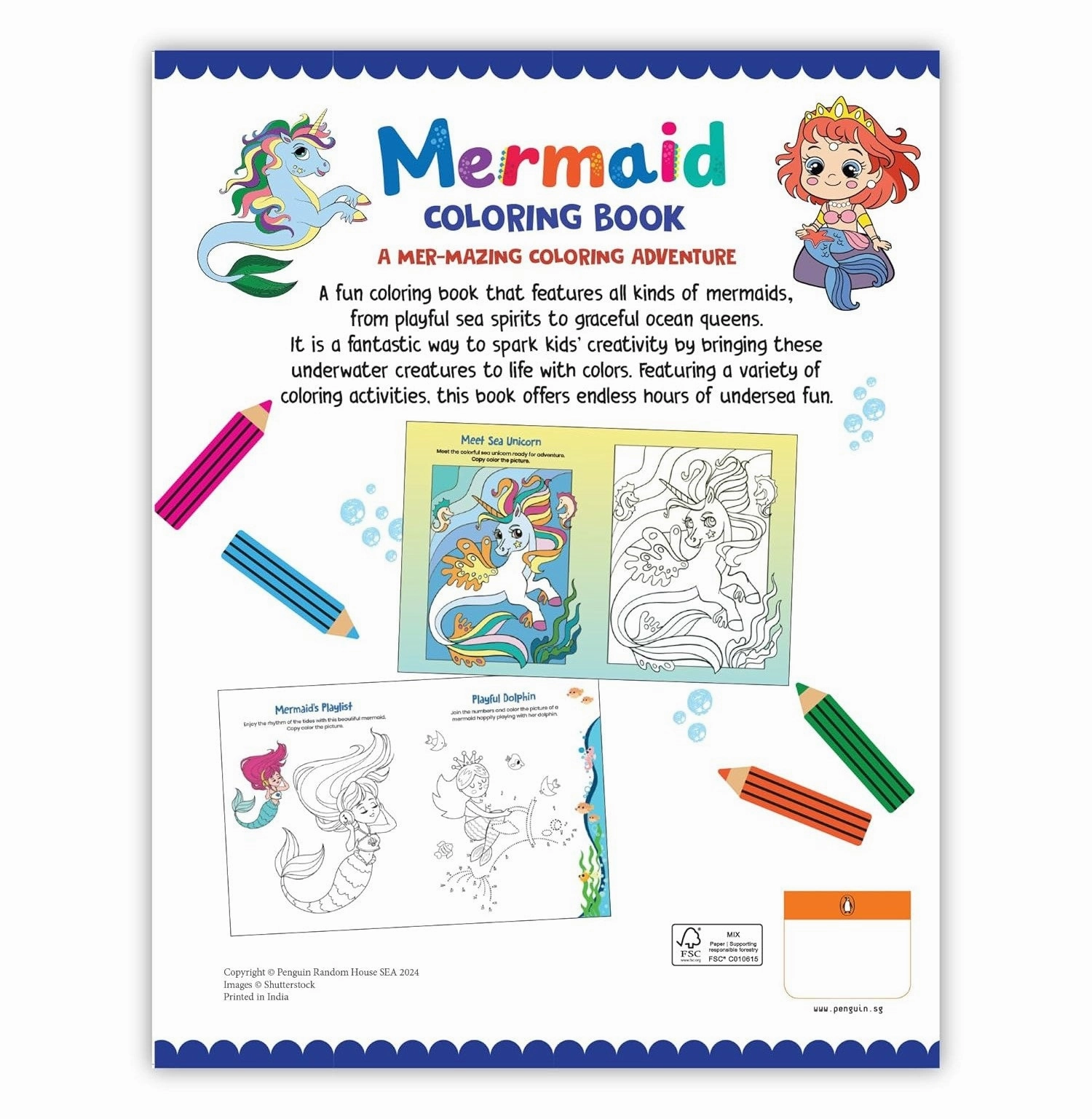 Tiny thinkers Playroom learning Kids Coloring Book: Mermaid