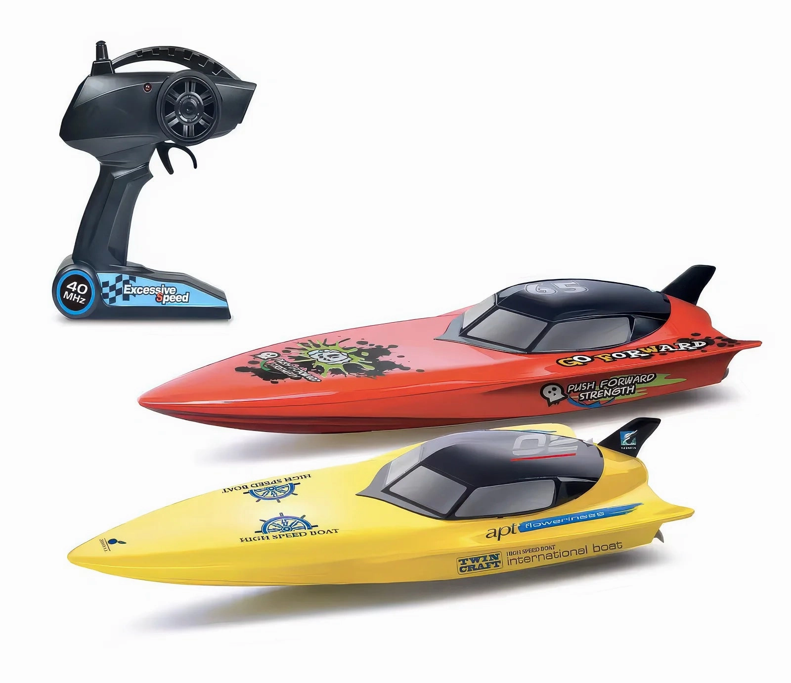 Cruel High-Speed 2.4 Ghz Rc Racing Boat 74Cm With Lights Mini makers Little adventures