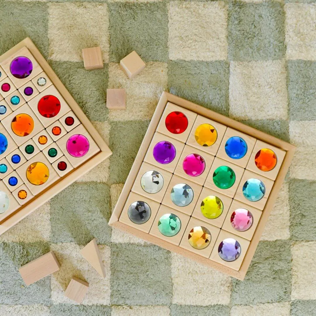 Large Gem Block Collection With Tray - 16 Piece Set Fun for curious minds Enrichment activities