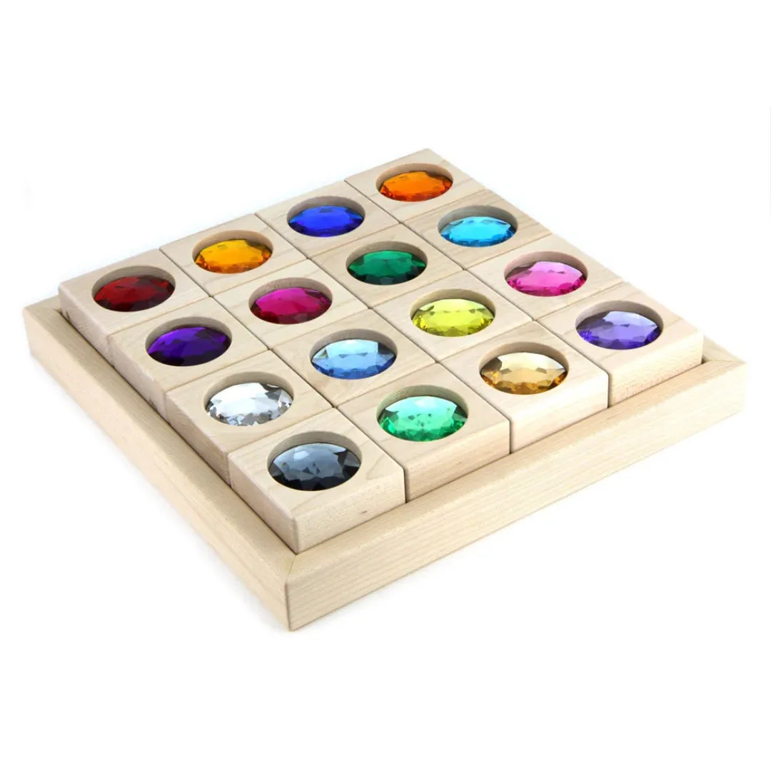 Nurturing minds Large Gem Block Collection With Tray - 16 Piece Set