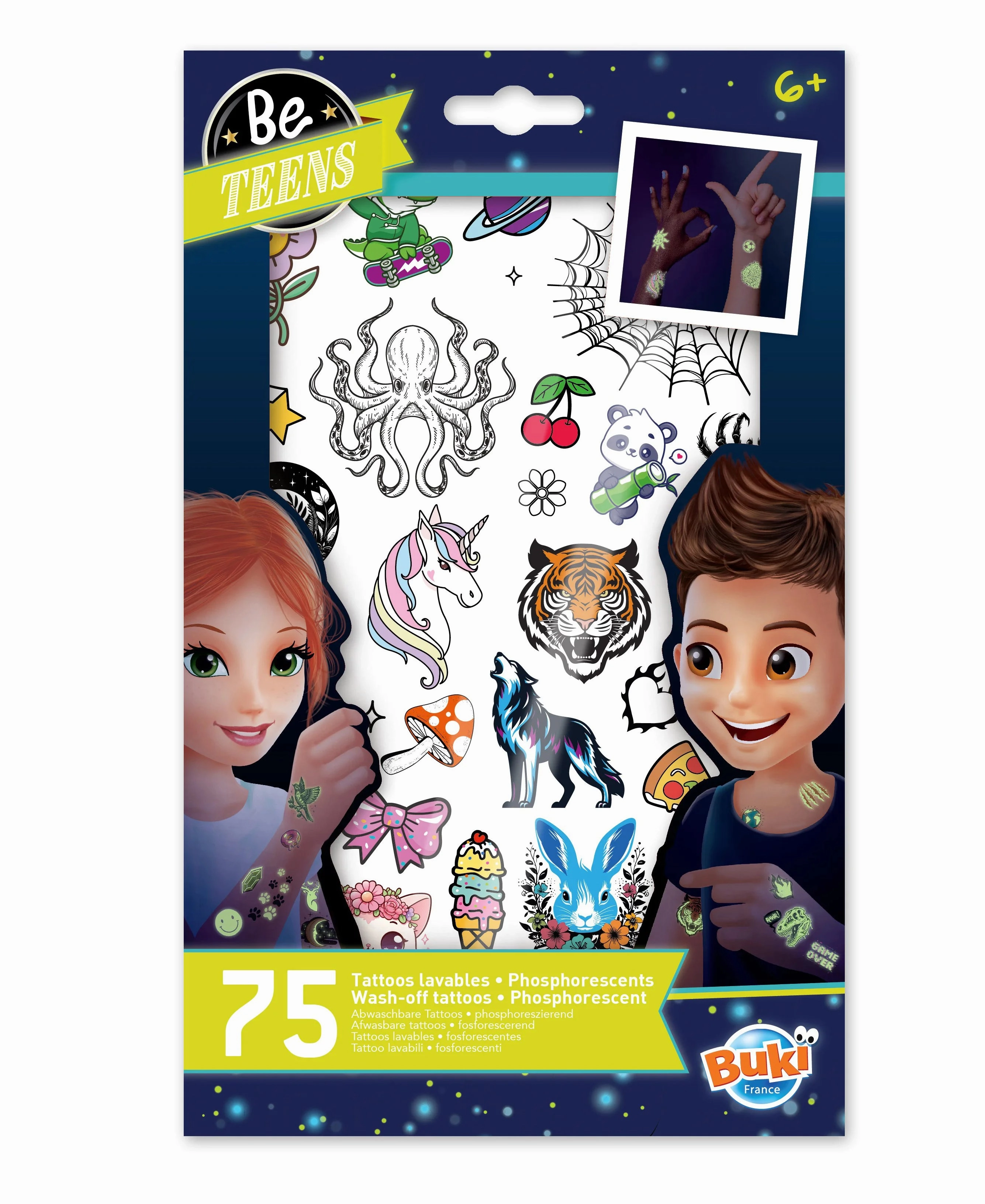 Educational fun Be Teens Glow-In-The-Dark Temporary Tattoos - Set Of 75