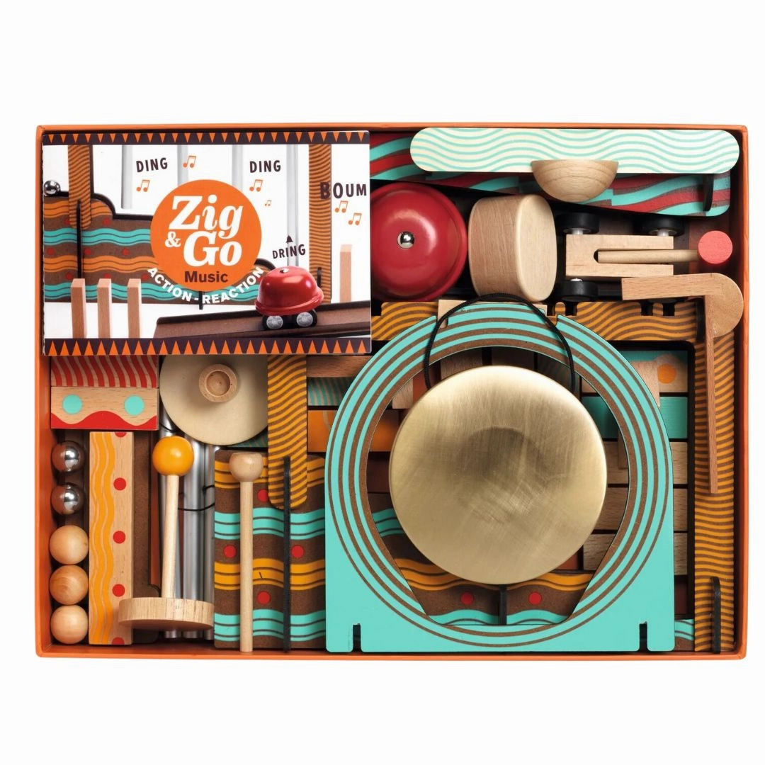 Playful learning Zig & Go Wooden Music Building Game - 52 Piece Set