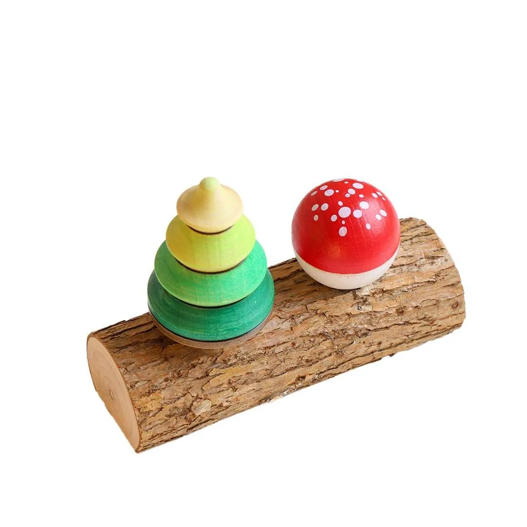 Tree & Mushroom Wooden Top Set Quiet play for growing minds Playful learning