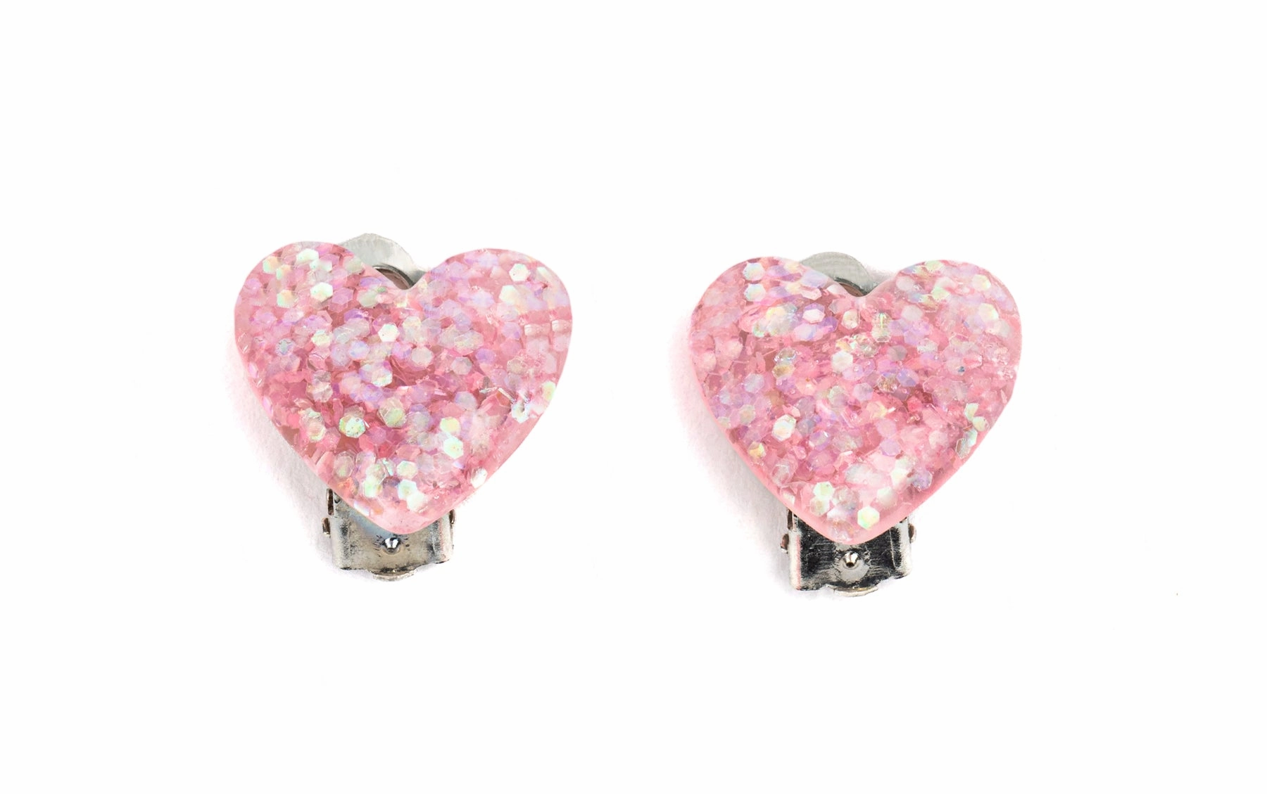 Sensory fun for little hands Boutique Glitter Hearts Clip On Earrings
