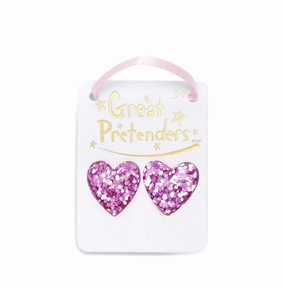 Boutique Glitter Hearts Clip On Earrings Fun-based learning Tiny thinkers
