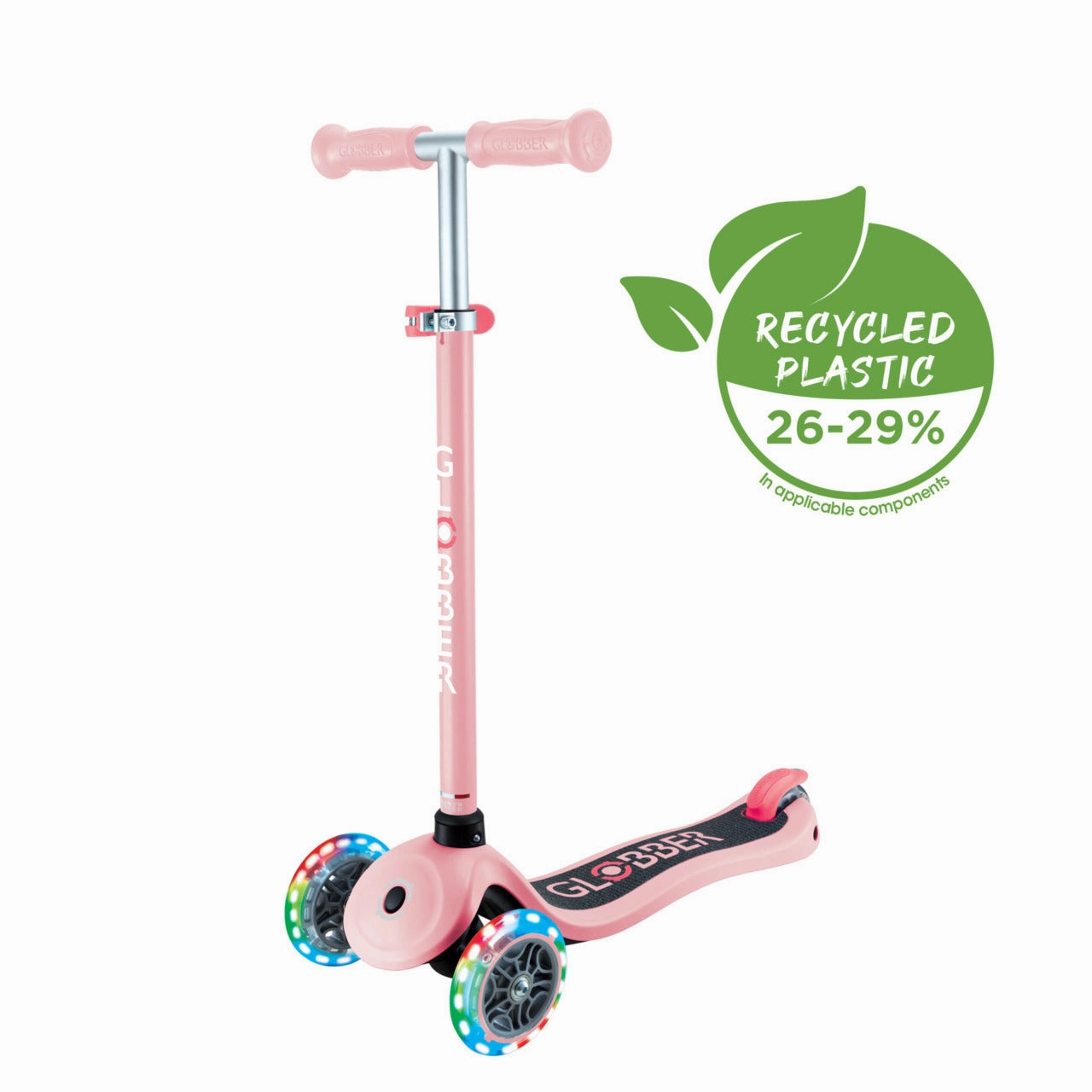 Hands-on discovery Early learning Globber Primo Lights V2 Scooter - Pastel Pink / Coral Pink (3 - 7Y )