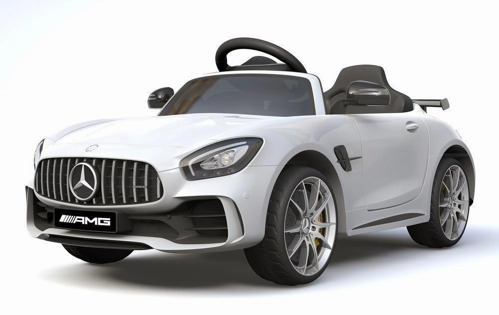 Ricco 6V 4.5A Two Motors Mercedes Benz Gtr Amg Licenced Battery Powered Kids Electric Ride-On Toy Car, White Tools for tiny thinkers Discover & grow