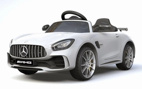 Ricco 6V 4.5A Two Motors Mercedes Benz Gtr Amg Licenced Battery Powered Kids Electric Ride-On Toy Car, White Tools for tiny thinkers Discover & grow