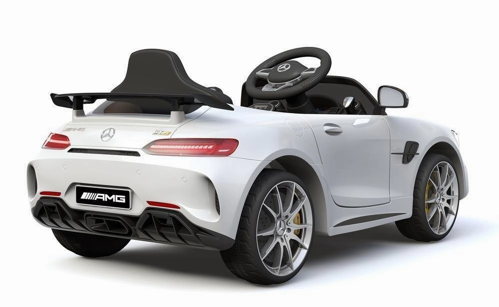 Playful learning Fun that fuels growth Ricco 6V 4.5A Two Motors Mercedes Benz Gtr Amg Licenced Battery Powered Kids Electric Ride-On Toy Car, White