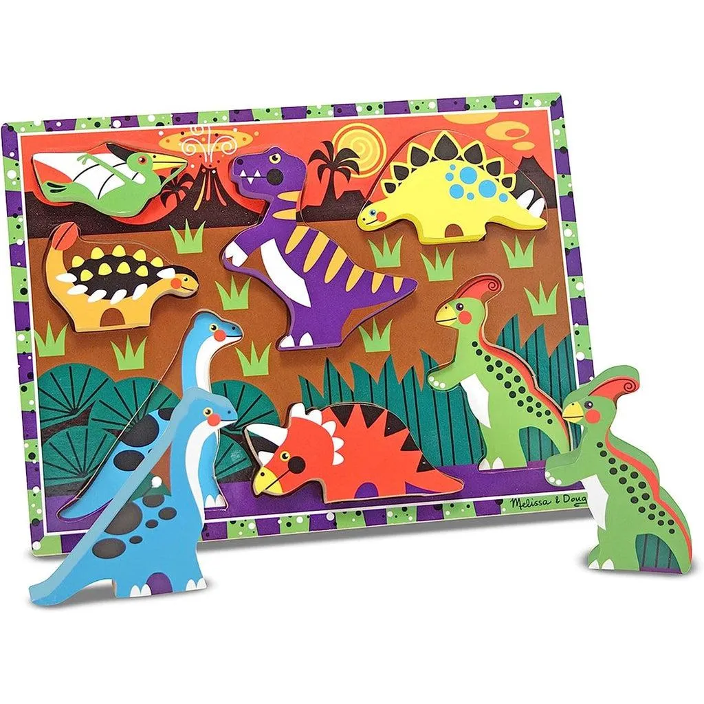 Dinosaurs Wooden Chunky Puzzle 7Pc (3747) Little adventures Young minds at work