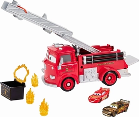 Exploration gear Disney Cars Mcqueen Toys Stunt & Splash Red Firetruck