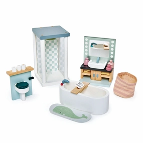 Kids discovery tools Sensory fun for little hands Dovetail Wooden Dollhouse Bathroom Set