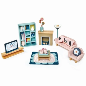 Dovetail Wooden Dollhouse Living Room Set Curious minds