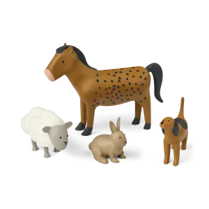 Child development Early learning Wooden Toy - Harrison - Farm Animal - Golden Caramel Mix - Pack Of 4