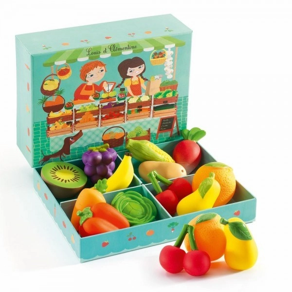 Little builders Djeco Louis & Clementine- Fruit And Vege Set - 12 Pcs
