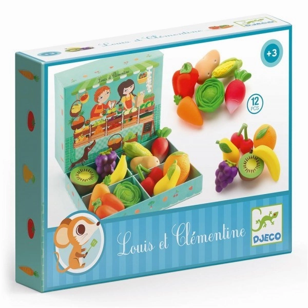 Little creators Djeco Louis & Clementine- Fruit And Vege Set - 12 Pcs
