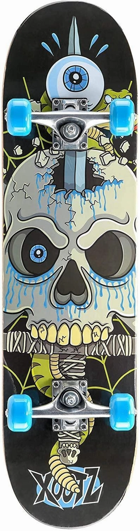 Growing minds Xootz Double Kick 31-Inch Trick Skateboard, Snake Skull