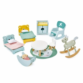Dovetail Wooden Dollhouse Kids Room Set Play-based education