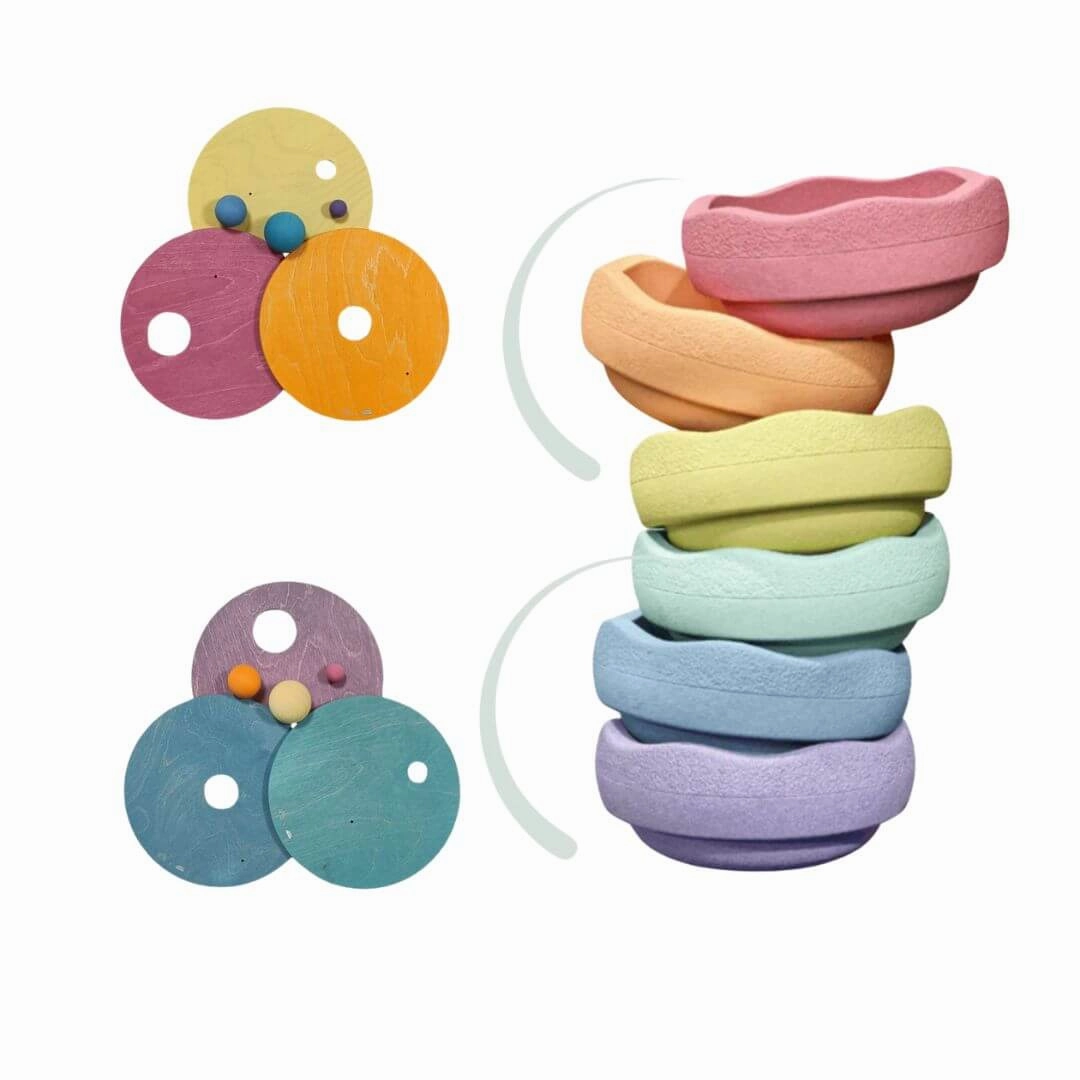 Tiny thinkers Happy hands Grimm'S X Stapelstein Rolling Discs - Pastel