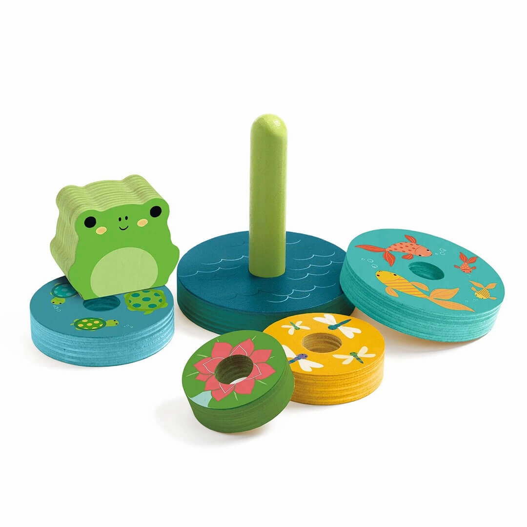 Puzz & Stack Frog Rainbow Wooden Puzzle And Stacking Toy Preschool minds Imaginative play
