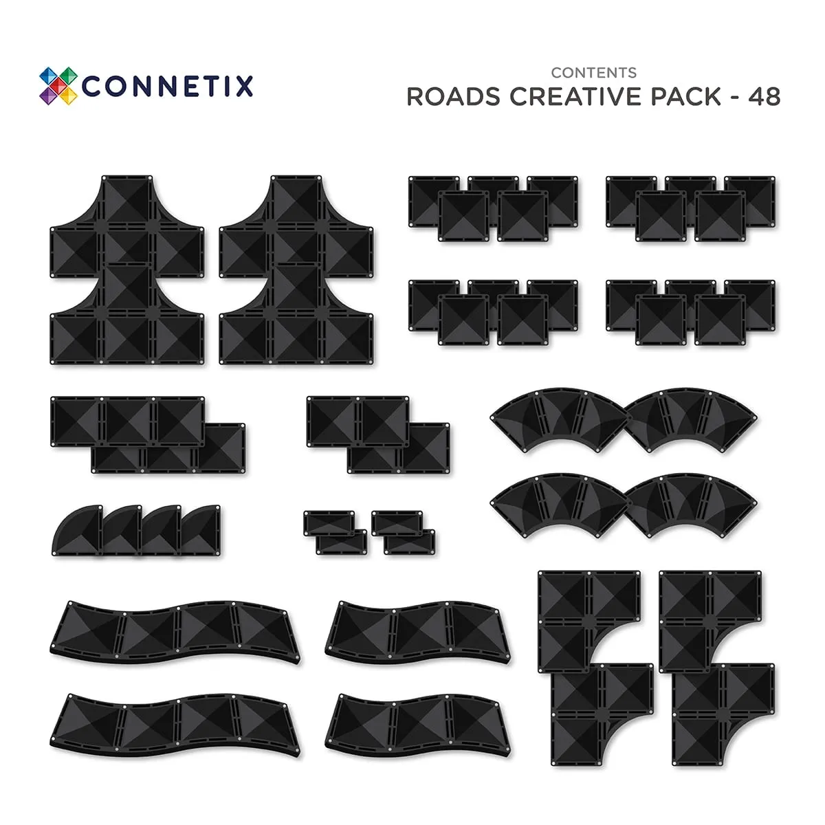 Connetix Creative Roads Pack (48 Pc) Kid-centered learning Young imaginations