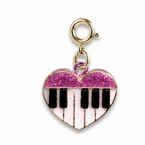 Kids discovery tools Gold Glitter Piano Heart Charm