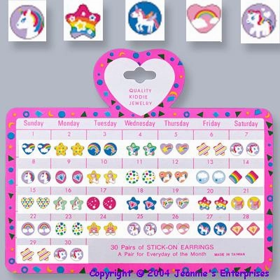 Enrichment activities 30 Days Of Unicorn Stick On Earrings