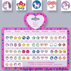 Enrichment activities 30 Days Of Unicorn Stick On Earrings