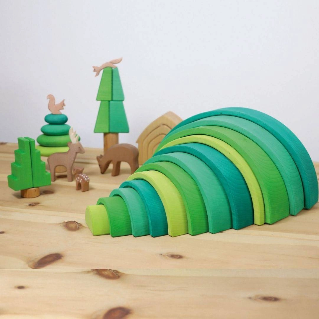 Forest Green Wooden Rainbow Tunnel Home learning tools