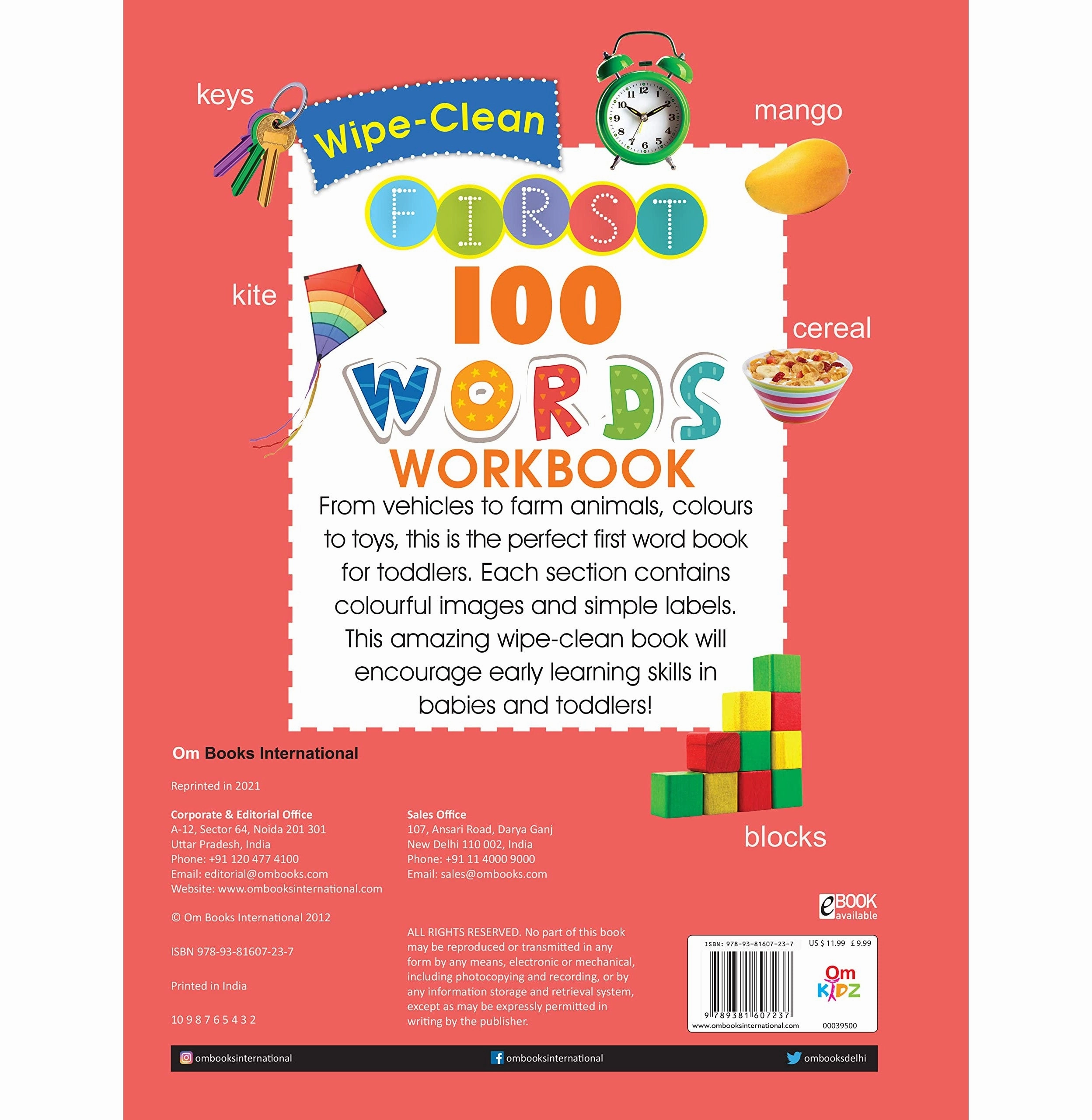 Playful learning Wipe Clean : First 100 Words Workbook [Hardcover] Om Books Editorial Team