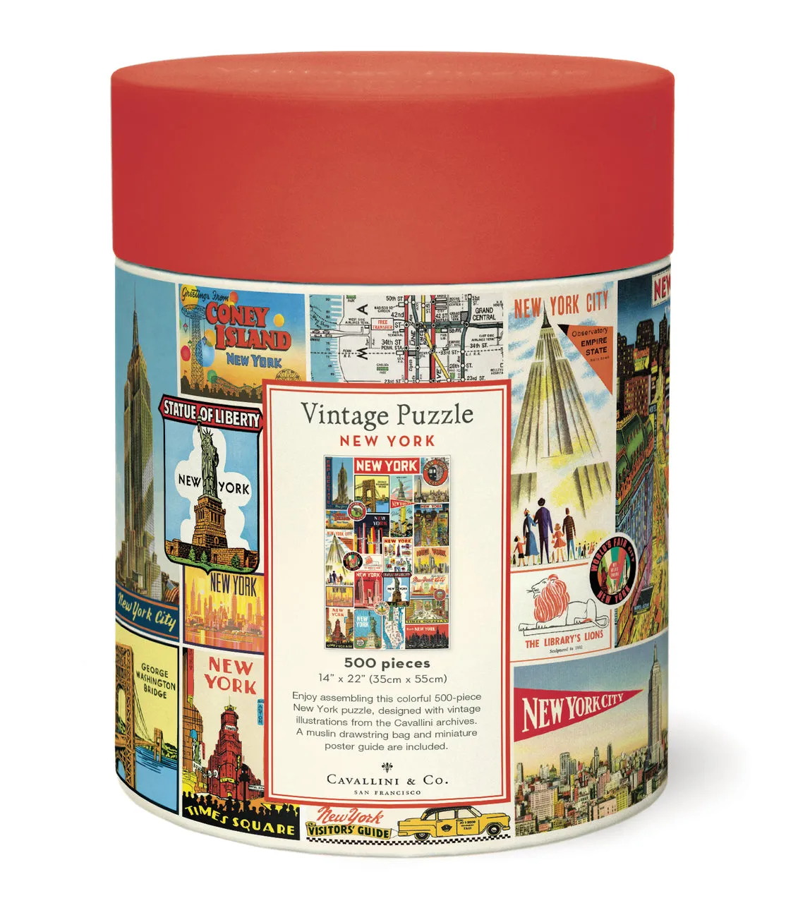 Cavallini & Co. New York City Collage 500 Piece Puzzle Everyday learning Quiet play for growing minds