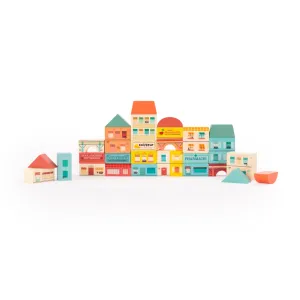 Preschool minds Wooden Village Building Blocks - Avenue Du Moulin