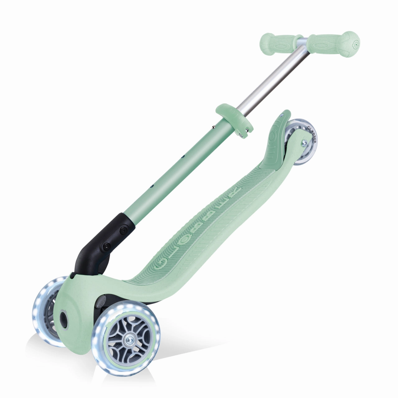 Everyday learning Globber Junior Foldable Lights Ecologic Scooter - Pistachio (New Handlebar Grips) (2Y )