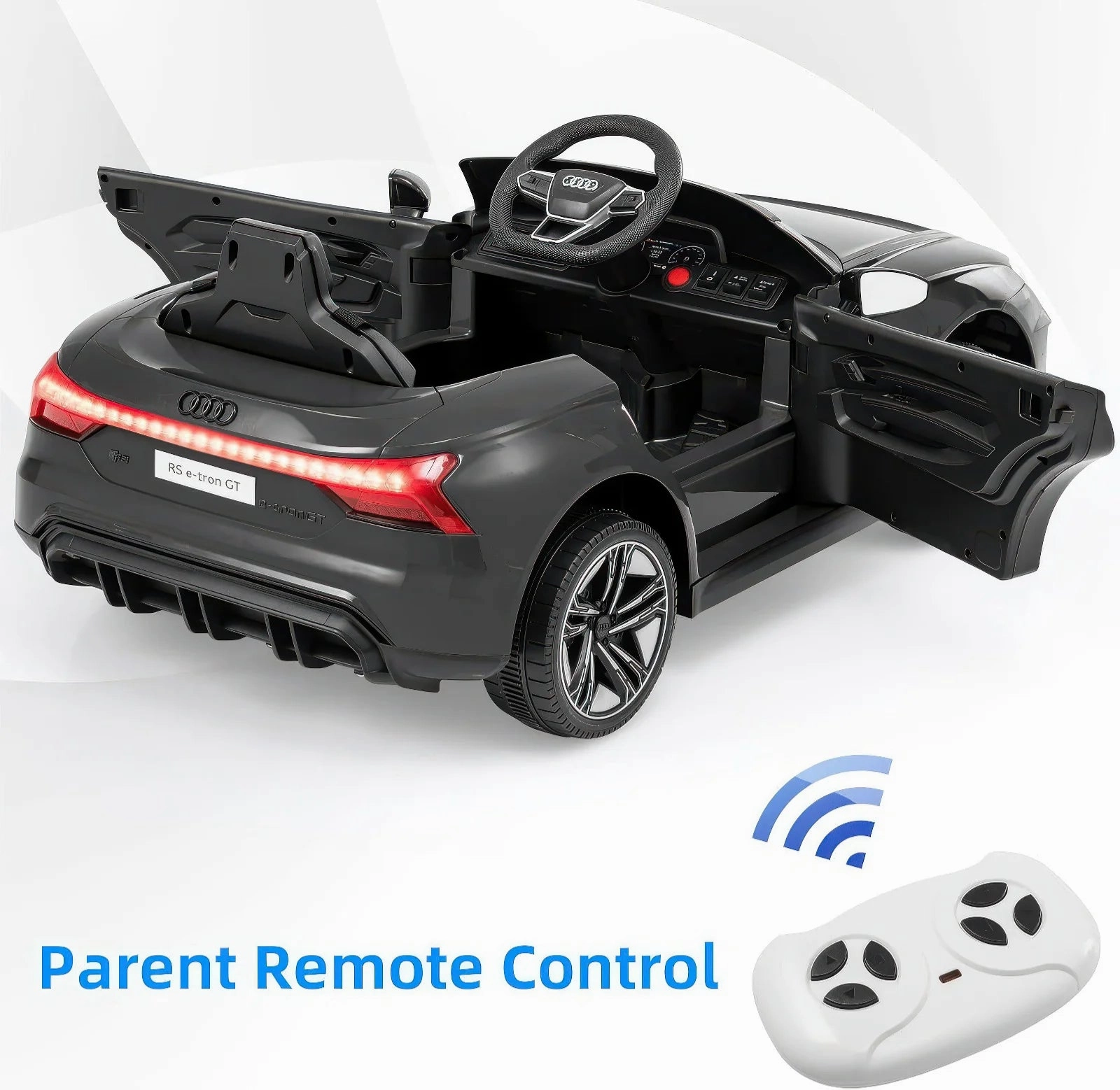 Fun-based learning Audi E-Tron Gt Mythos 12V Battery Ride-On Car - Black