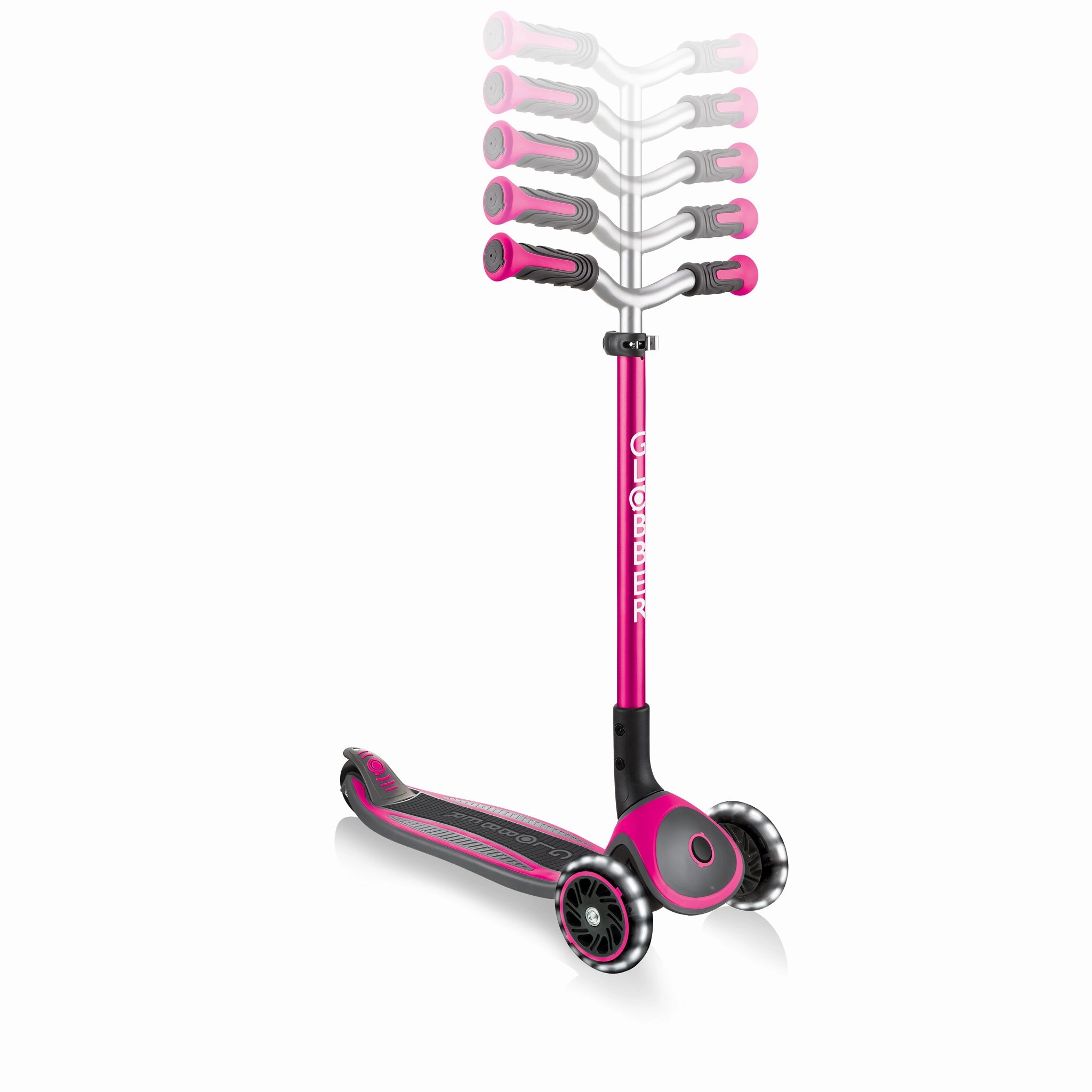Globber Master Lights Foldable Scooter - Pink (4 - 14Y) Little creators