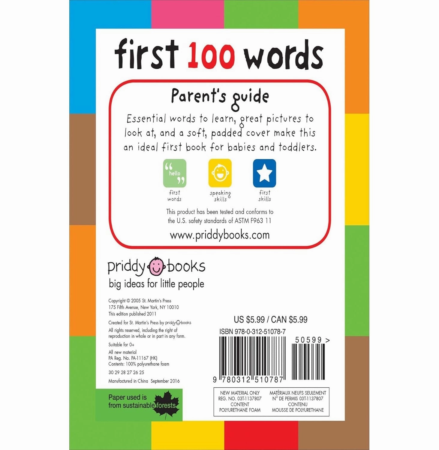 Happy hands Play-based education First 100 Words [Board Book] Roger Priddy