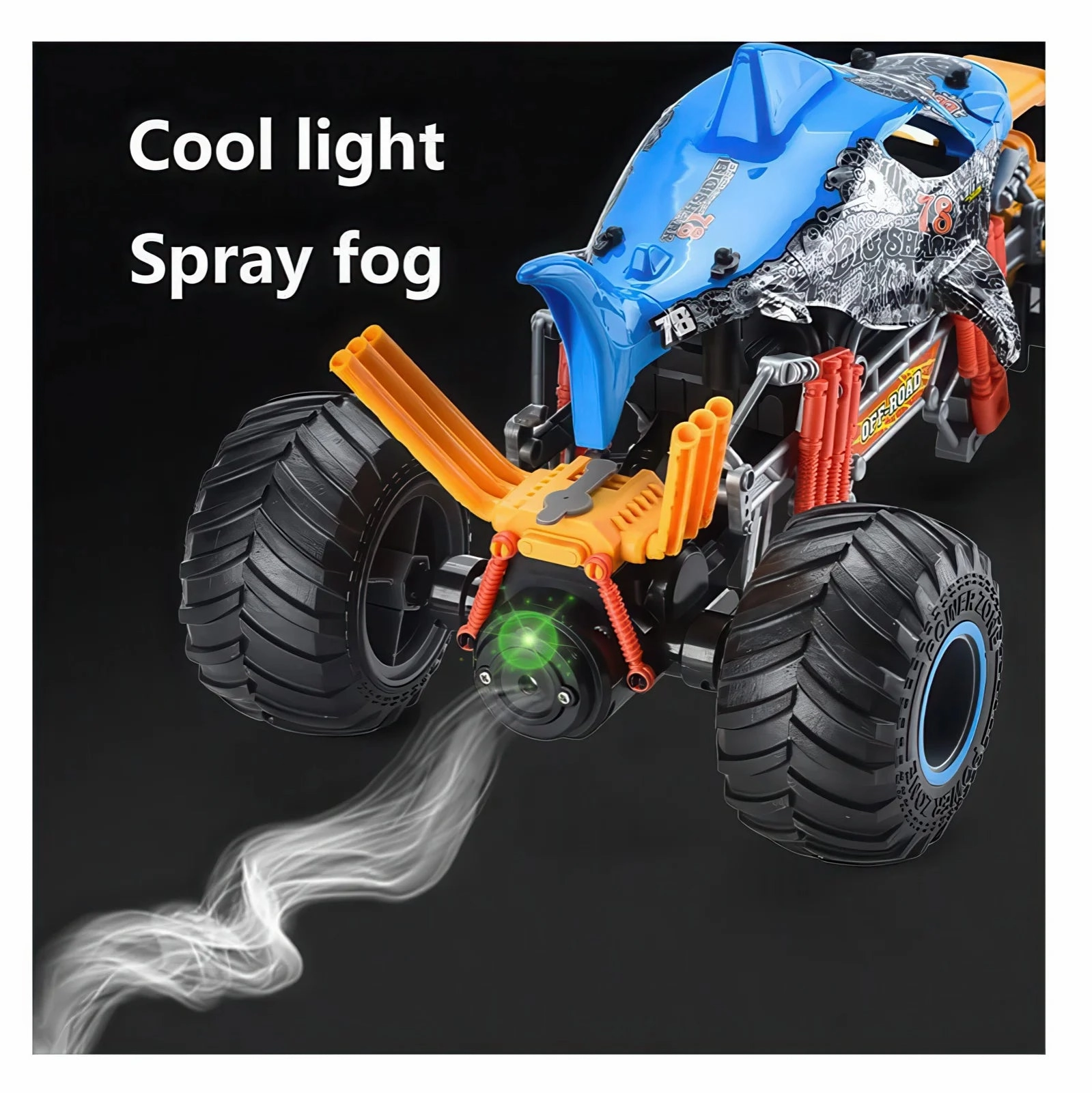 Learn at home Learning through play Spraying 'Smoking Shark' Off-Road Remote Controlled Rc Muscle Monster Truck