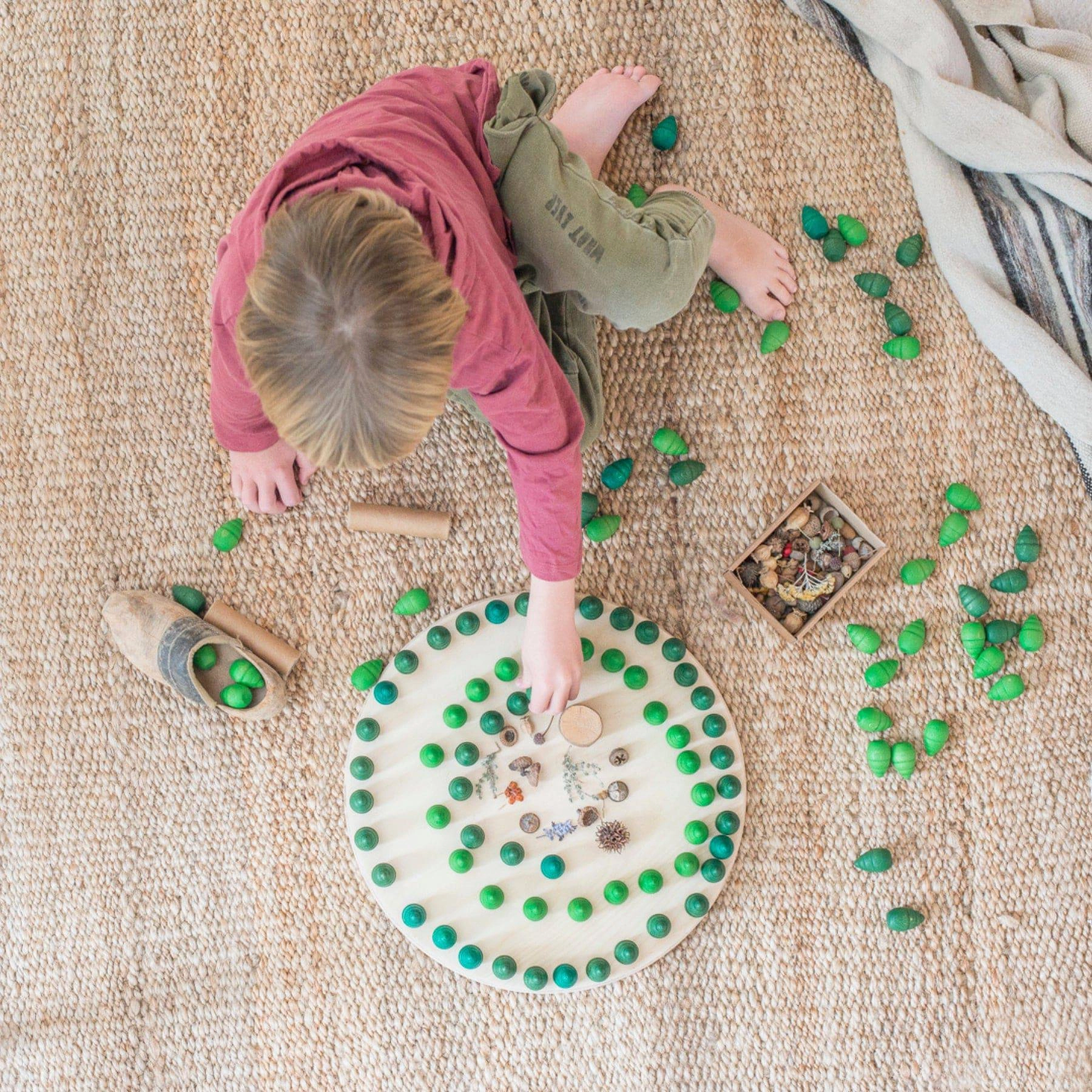 Wooden Mandala Set, Green Trees Nurturing minds