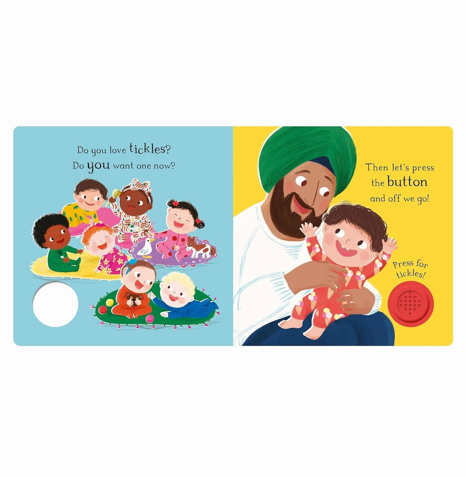 Enrichment activities Babies Laugh At Tickles: Sound Book With Giant Giggle Button To Press [Board Book] Dr Caspar Addyman Ania Simeone