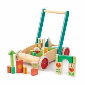 Wooden Baby Walker And Garden Blocks Set Young imaginations Child development
