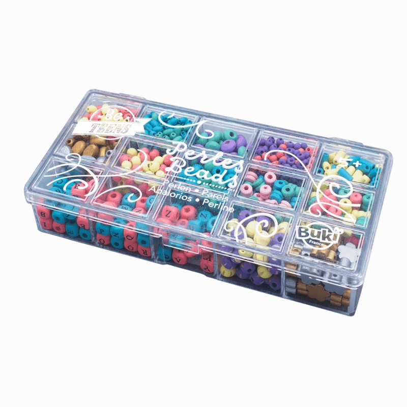 Buki France Box Of Wooden Beads C Colours Tiny thinkers