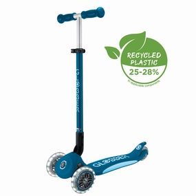 Globber Elite Lights Foldable Scooter - Petrol Blue / Light Blue (3 - 9Y ) Mini makers