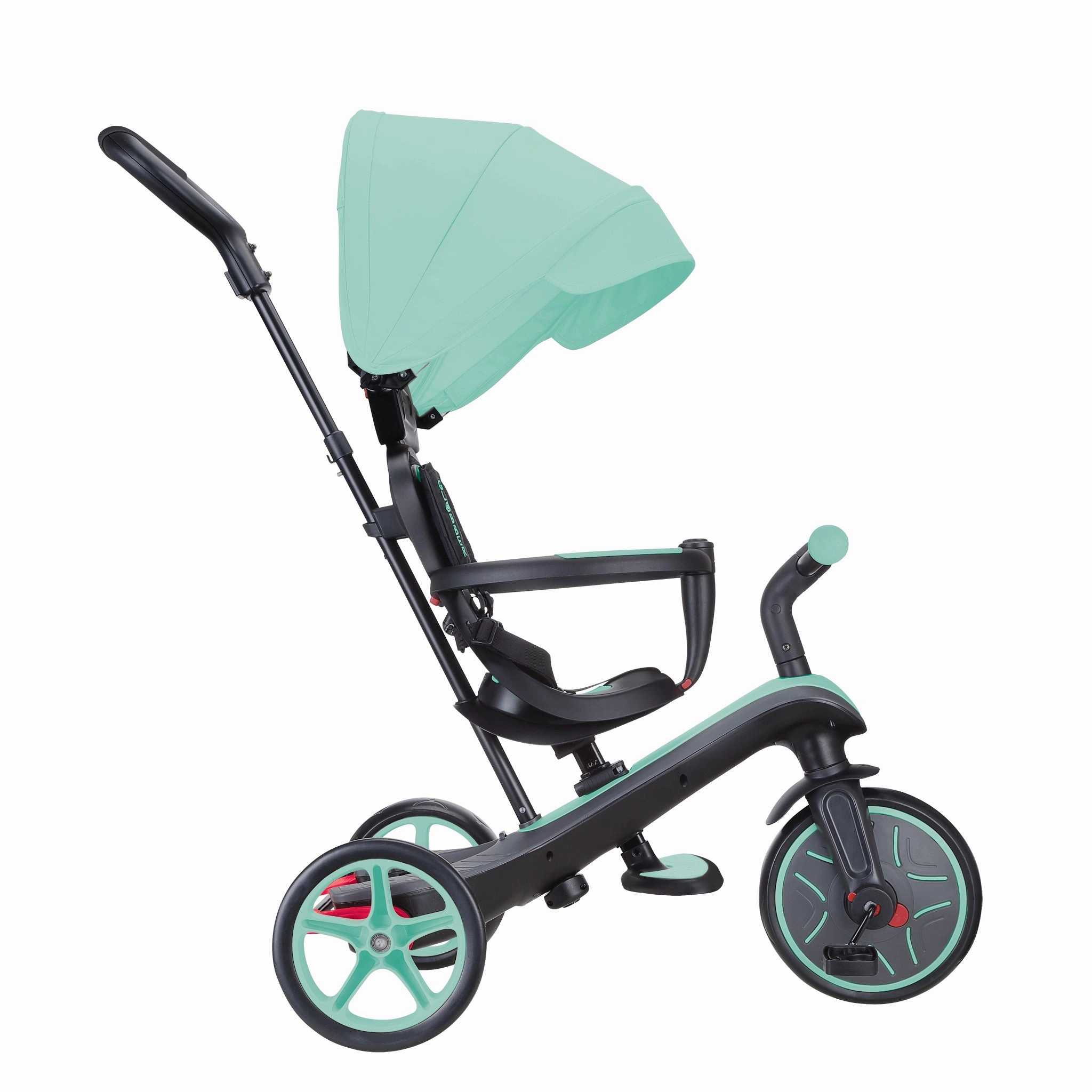Globber Explorer Trike 4-In-1 - Mint (New Canopy, New Handlebar, New Handlegrip Skin) (10M - 5Y) Early learning