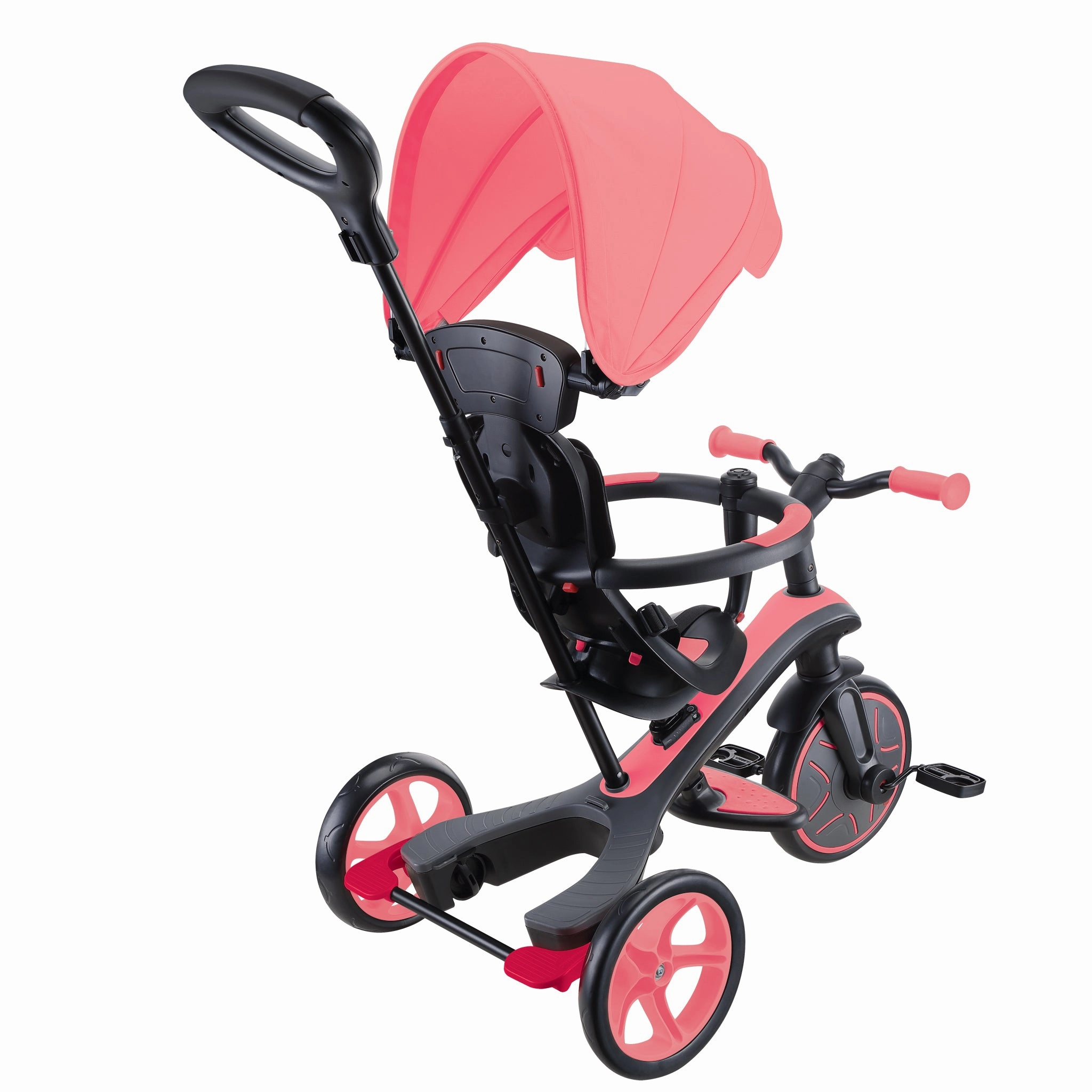 Globber Explorer Trike 4-In-1 - Pink (New Canopy, New Handlebar, New Handlegrip Skin) (10M - 5Y) Young minds at work